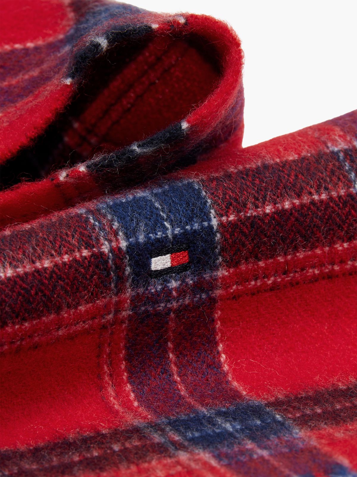 Kids' Pure Wool Check Scarf — Red