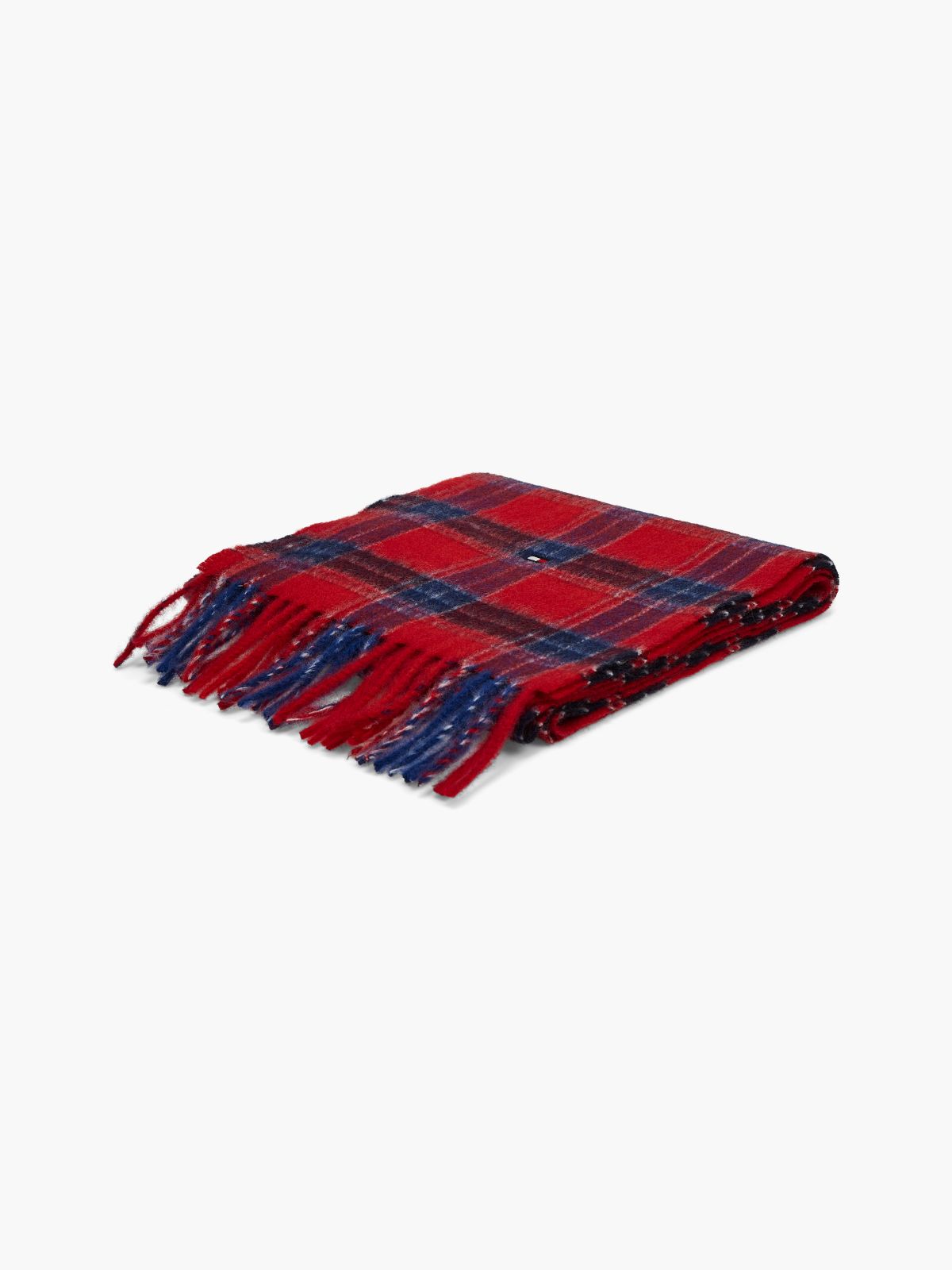 Kids' Pure Wool Check Scarf — Red