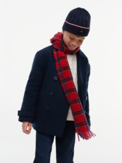 Kids' Pure Wool Check Scarf — Red 4