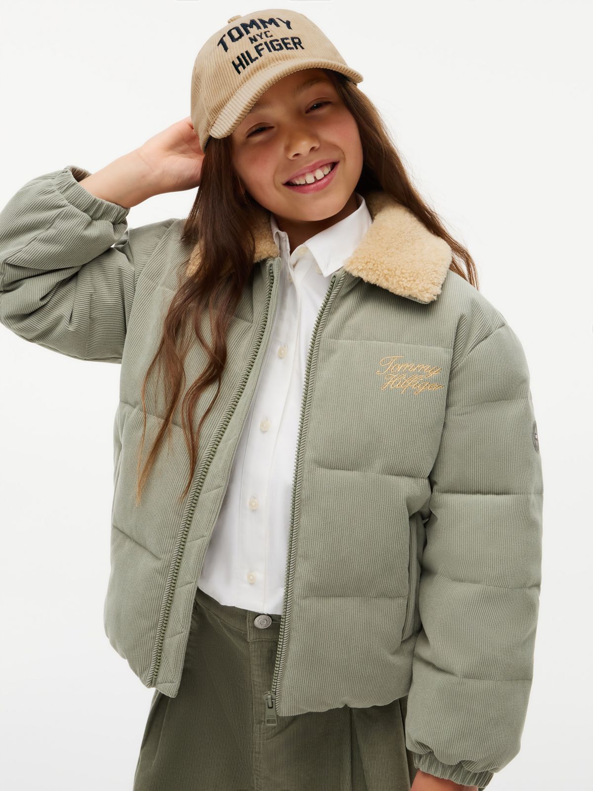 Kids' Logo Embroidery Corduroy Baseball Cap — Beige
