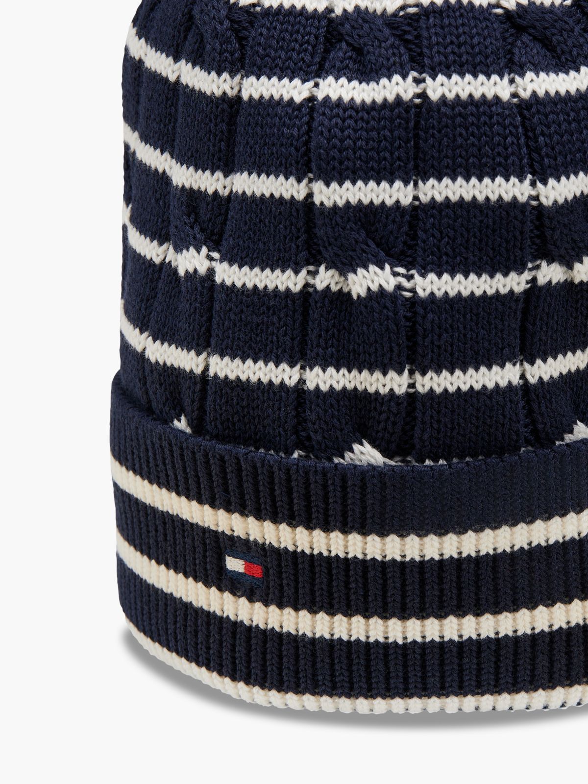 Kids' Flag Embroidery Cable Knit Beanie — Blue