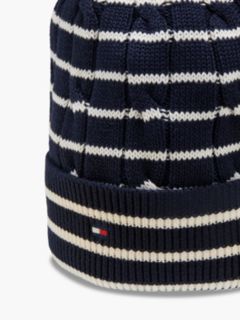 Kids' Flag Embroidery Cable Knit Beanie — Blue 3
