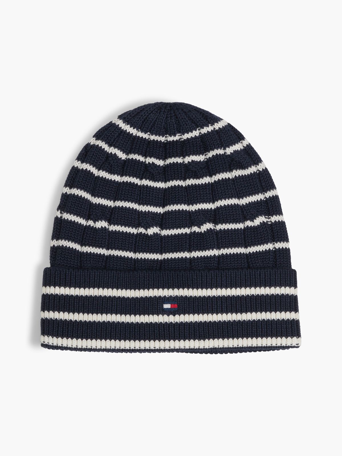 Kids' Flag Embroidery Cable Knit Beanie — Blue
