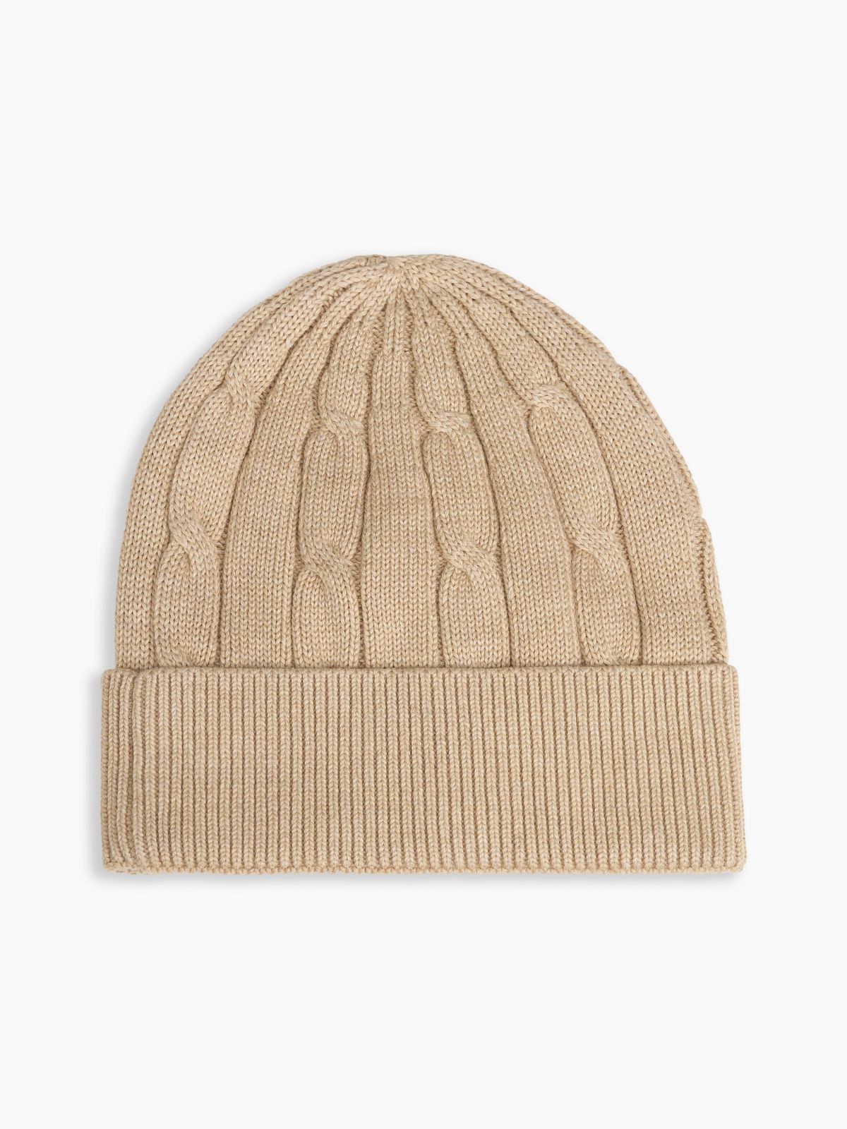 Kids' Flag Embroidery Cable Knit Beanie — Beige