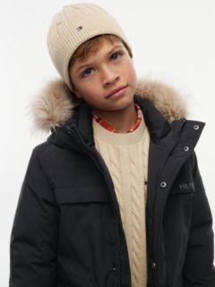 Kids' Flag Embroidery Cable Knit Beanie — Beige 4