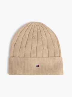 Kids' Flag Embroidery Cable Knit Beanie — Beige 1