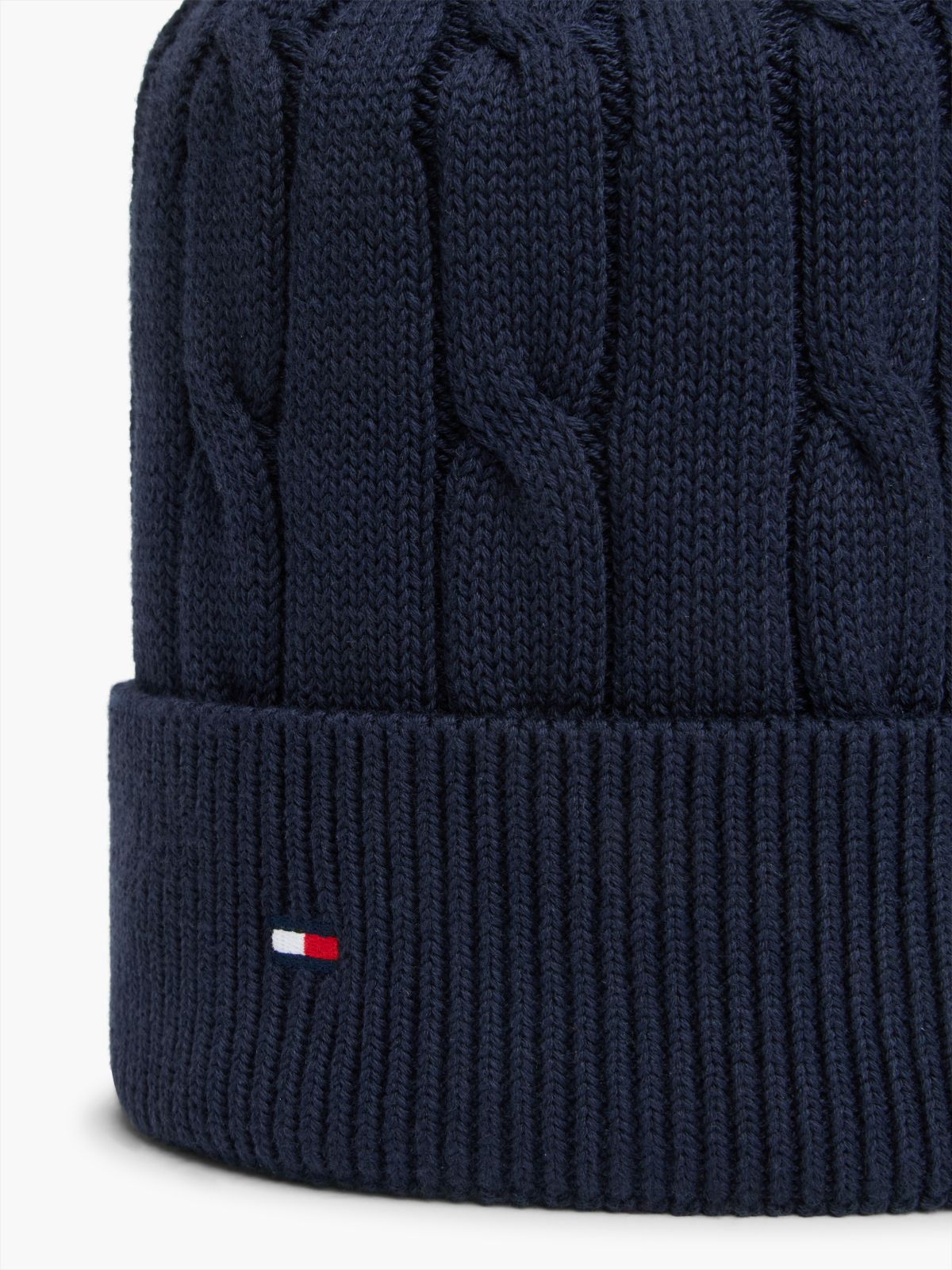 Kids' Flag Embroidery Cable Knit Beanie — Blue