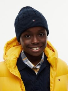 Kids' Flag Embroidery Cable Knit Beanie — Blue 4