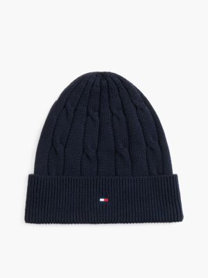 bonnet en maille torsadée pour enfant blue pour enfants genre inclusif tommy hilfiger