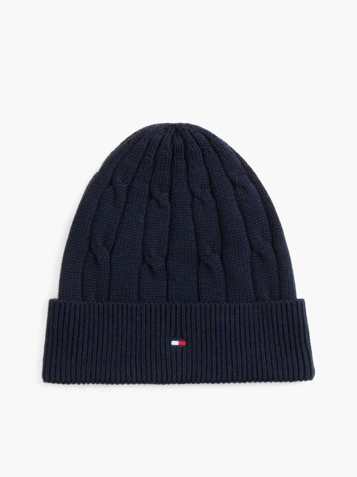 Kids' Flag Embroidery Cable Knit Beanie — Blue