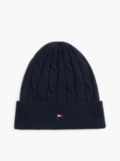 Kids' Flag Embroidery Cable Knit Beanie — Blue 1