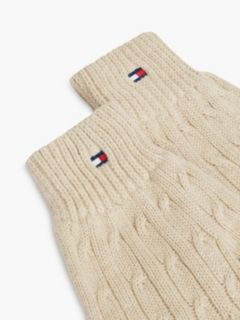 Kids' Flag Embroidery Cable Knit Gloves — Beige 2