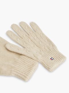Kids' Flag Embroidery Cable Knit Gloves — Beige 3