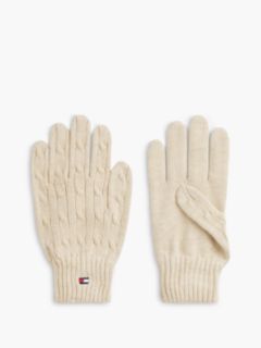 Kids' Flag Embroidery Cable Knit Gloves — Beige 1