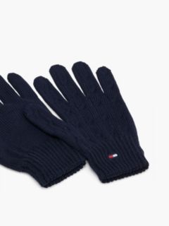 Kids' Flag Embroidery Cable Knit Gloves — Blue 2