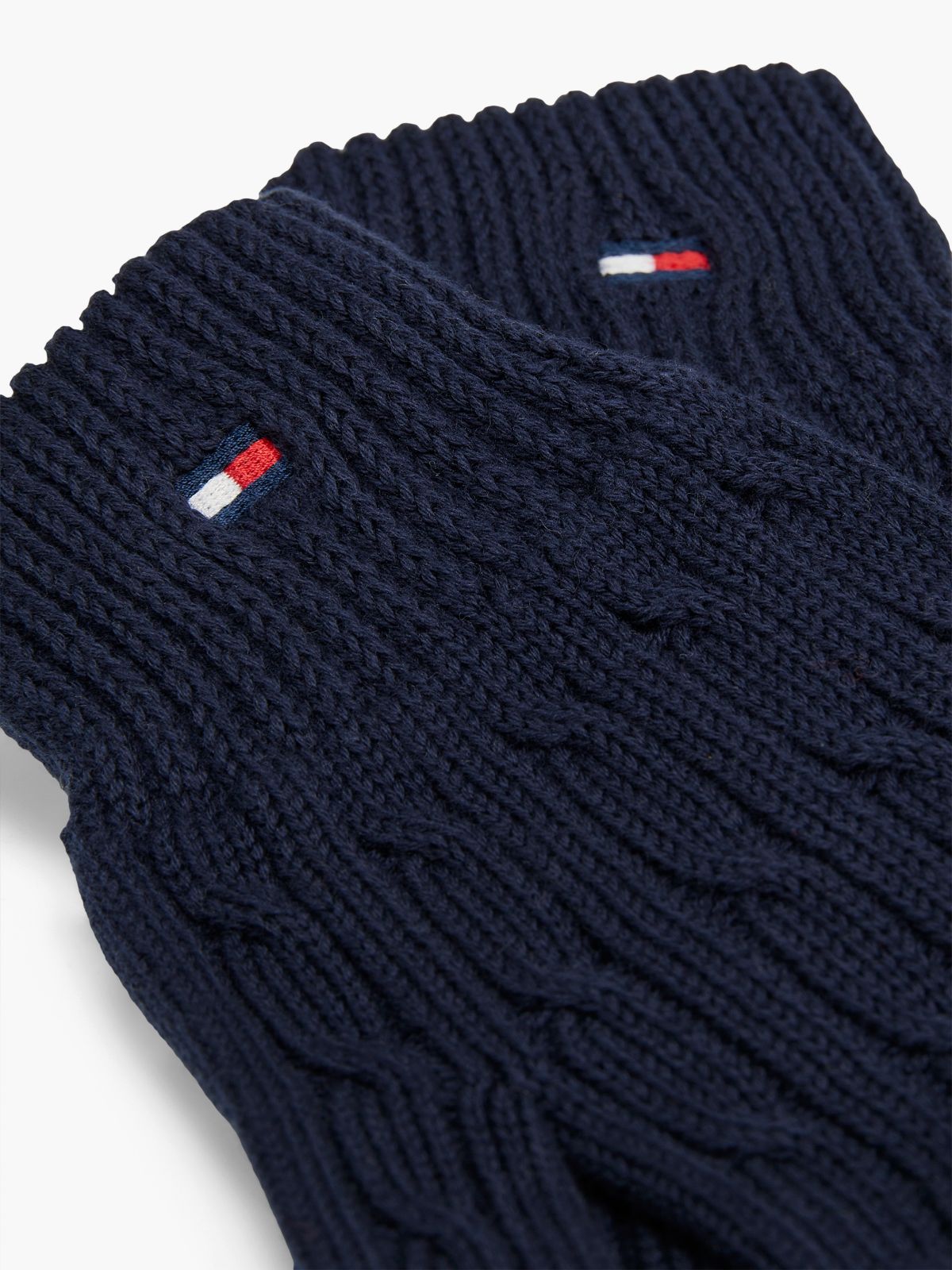 Kids' Flag Embroidery Cable Knit Gloves — Blue