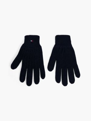 gants en maille torsadée à drapeau pour enfant blue pour enfants genre inclusif tommy hilfiger