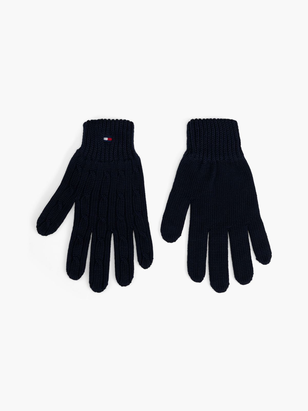 Kids' Flag Embroidery Cable Knit Gloves — Blue