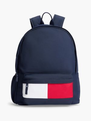 blue kids' essential signature colour-blocked pocket backpack for kids gender inclusive tommy hilfiger