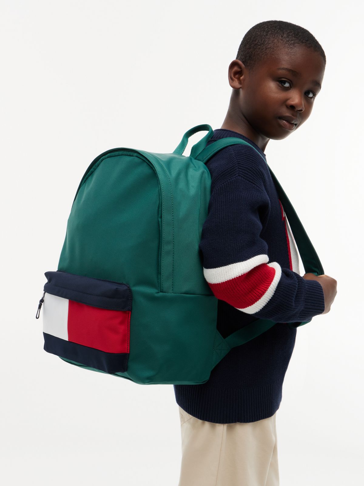 Kids' Colour-Blocked Pocket Dome Backpack — Green