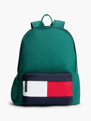 green kids' essential signature colour-blocked pocket backpack for kids gender inclusive tommy hilfiger