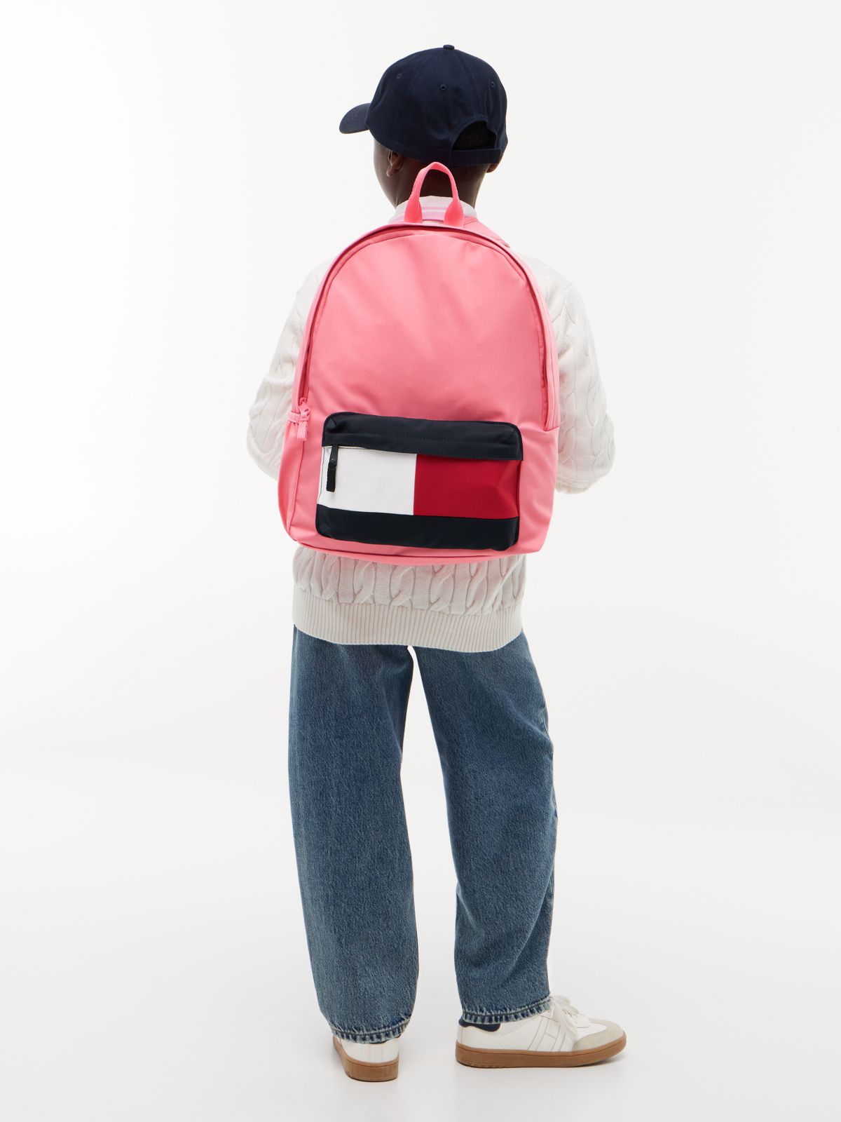 Kids' Colour-Blocked Pocket Dome Backpack — Pink