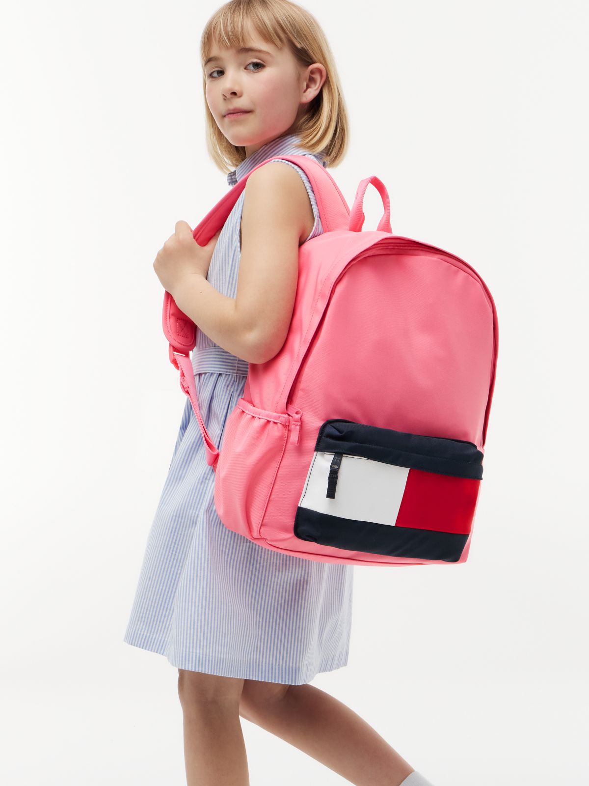 Kids' Colour-Blocked Pocket Dome Backpack — Pink