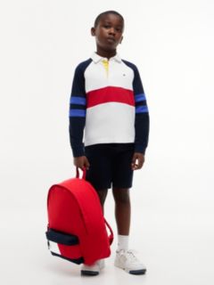 Kids' Colour-Blocked Pocket Dome Backpack — Red 2