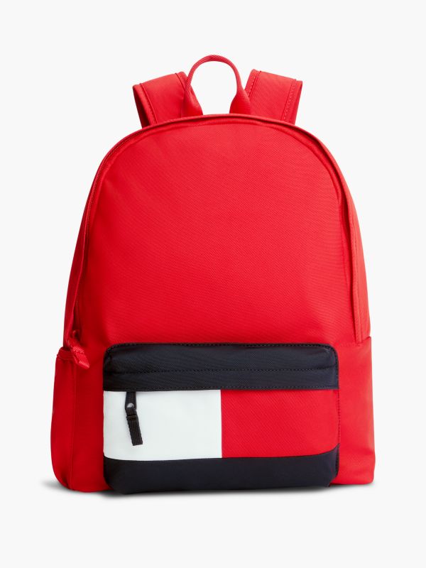 Kids' Colour-Blocked Pocket Dome Backpack — Red