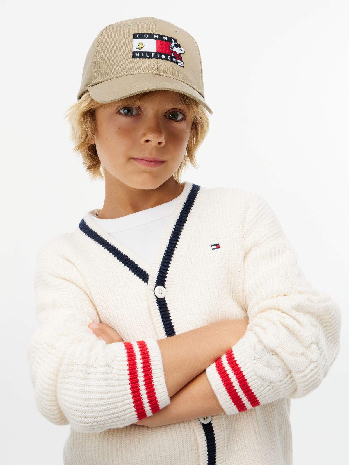 Kids' Peanuts® Flag Logo Baseball Cap — Beige