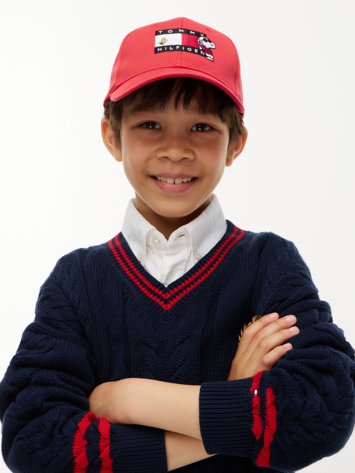 Kids' Peanuts® Flag Logo Baseball Cap — Red