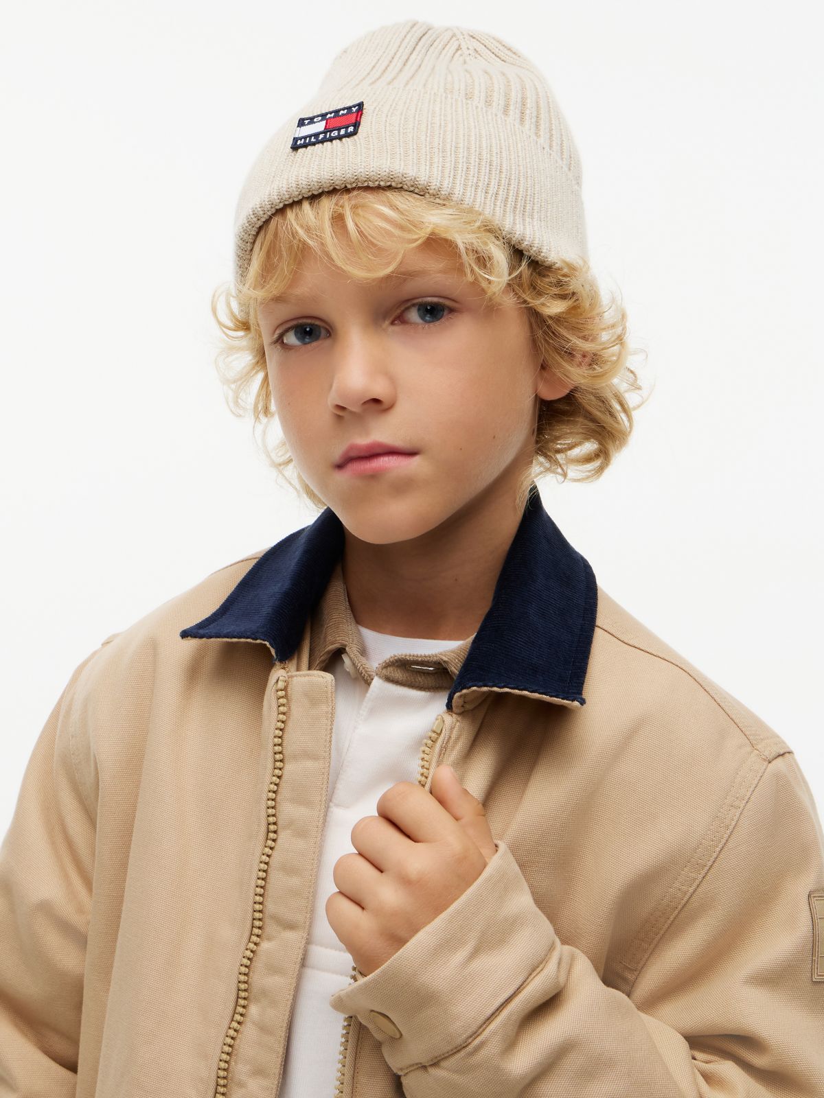 Kids' Heritage Flag Logo Beanie — Beige