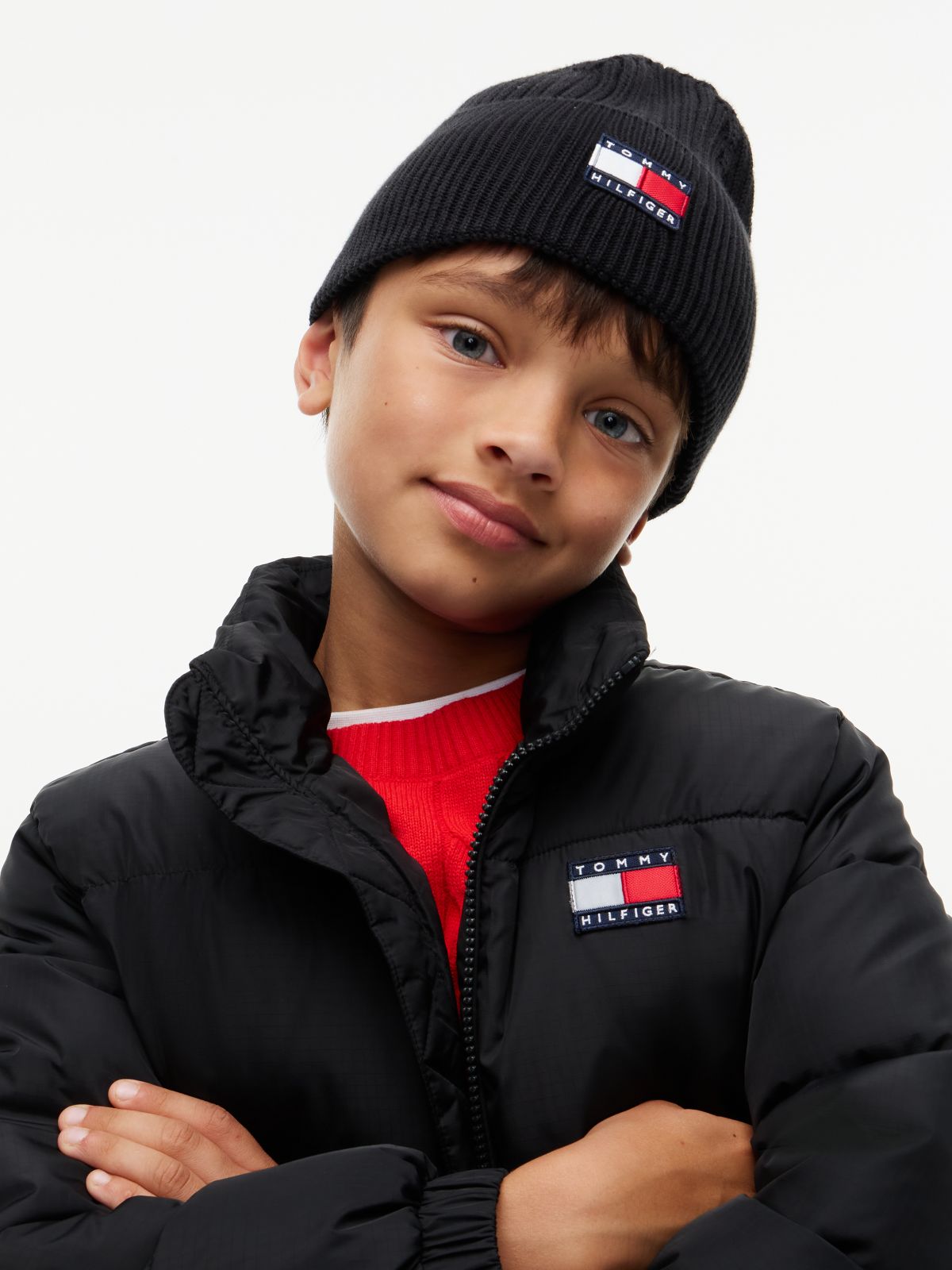 Kids' Heritage Flag Logo Beanie — Black