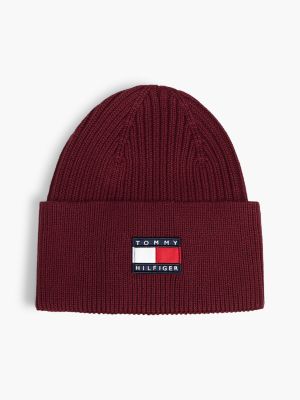 bonnet côtelé à logo drapeau pour enfant purple pour enfants genre inclusif tommy hilfiger