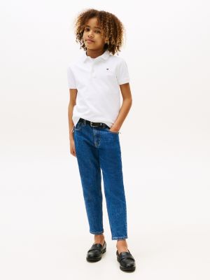 white pure cotton polo shirt for boys tommy hilfiger