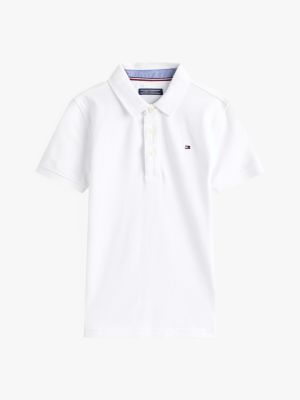 white pure cotton polo shirt for boys tommy hilfiger