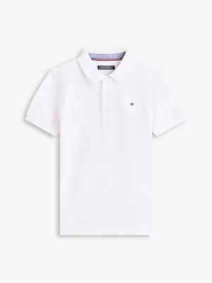 white pure cotton polo shirt for boys tommy hilfiger