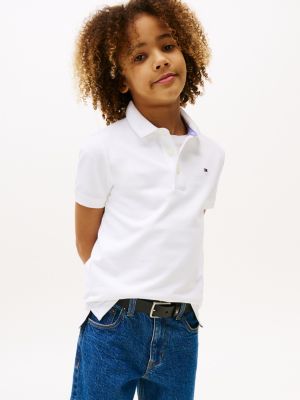 polo en pur coton white pour garçons tommy hilfiger