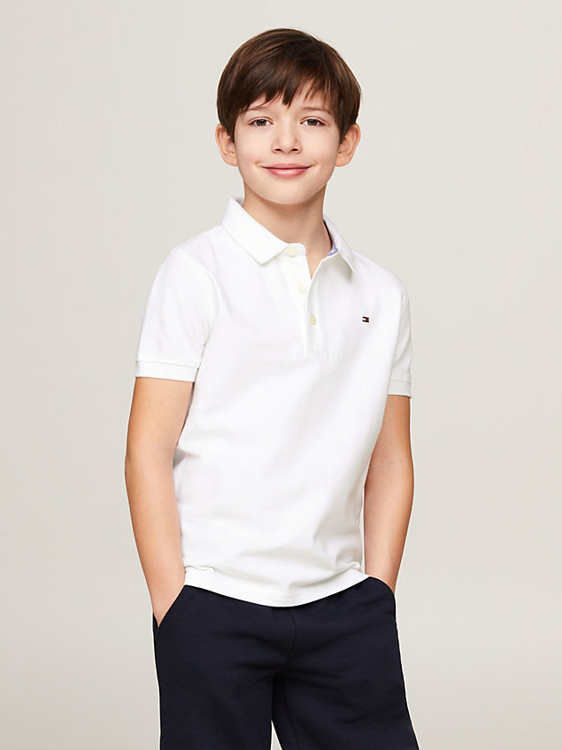 white organic cotton polo shirt for boys tommy hilfiger