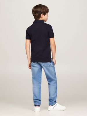 blau poloshirt aus reiner baumwolle für jungen - tommy hilfiger