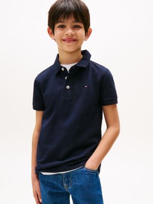 blue poloshirt aus reiner baumwolle für jungen - tommy hilfiger