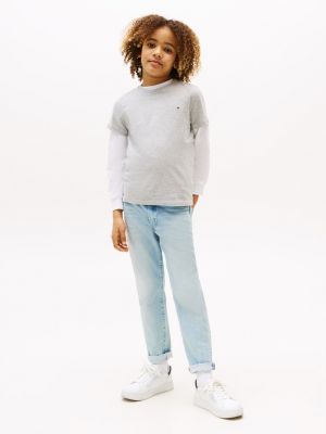 t-shirt essential grigio da bambini tommy hilfiger