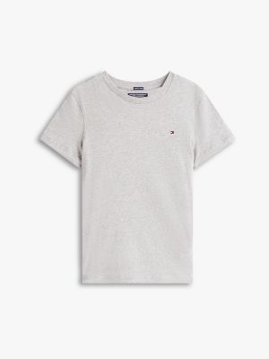 camiseta básica de algodón gris de niños tommy hilfiger
