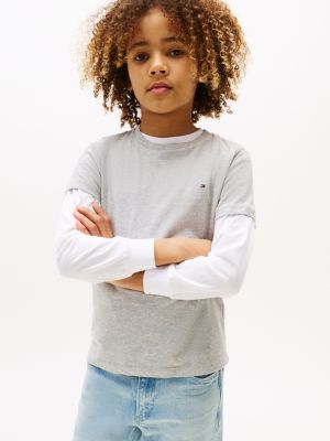 t-shirt essential grigio da bambini tommy hilfiger