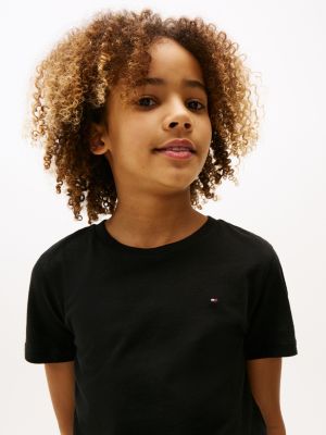 t-shirt essential nero da bambini tommy hilfiger