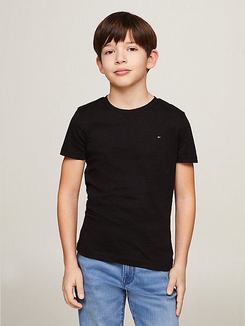 t-shirt en coton bio essential noir pour boys tommy hilfiger