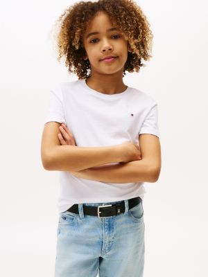 white essential cotton t-shirt for boys tommy hilfiger