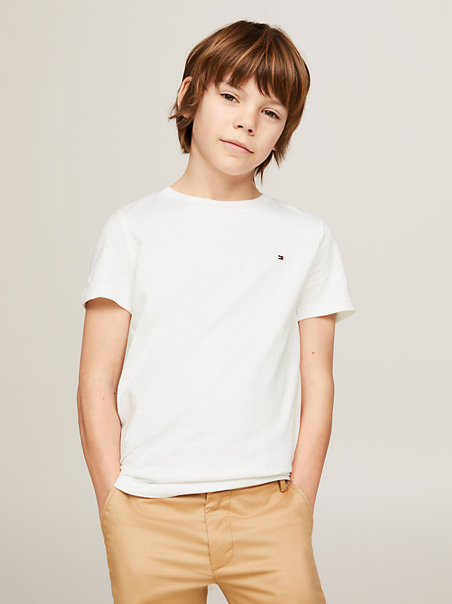 white t-shirt van biologisch katoen voor jongens - tommy hilfiger