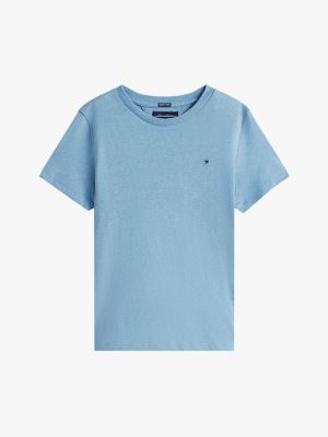 camiseta básica de algodón azul de niños tommy hilfiger