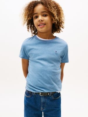 t-shirt en coton essential blue pour garçons tommy hilfiger